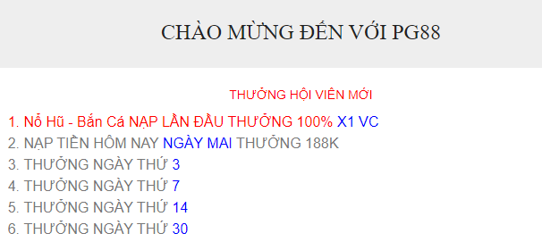 Khuyến mãi nạp tiền PG88